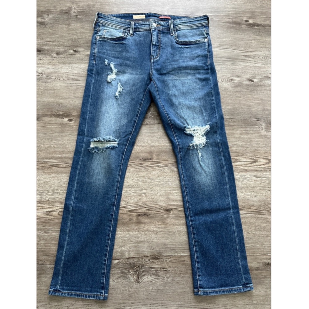 Pilcro Slim Boyfriend Jeans Womens 28 Mid Rise Distressed Stretch Full Length